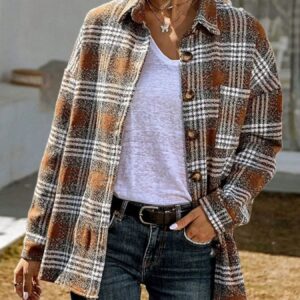 Caramel Plaid Button-Up Shacket