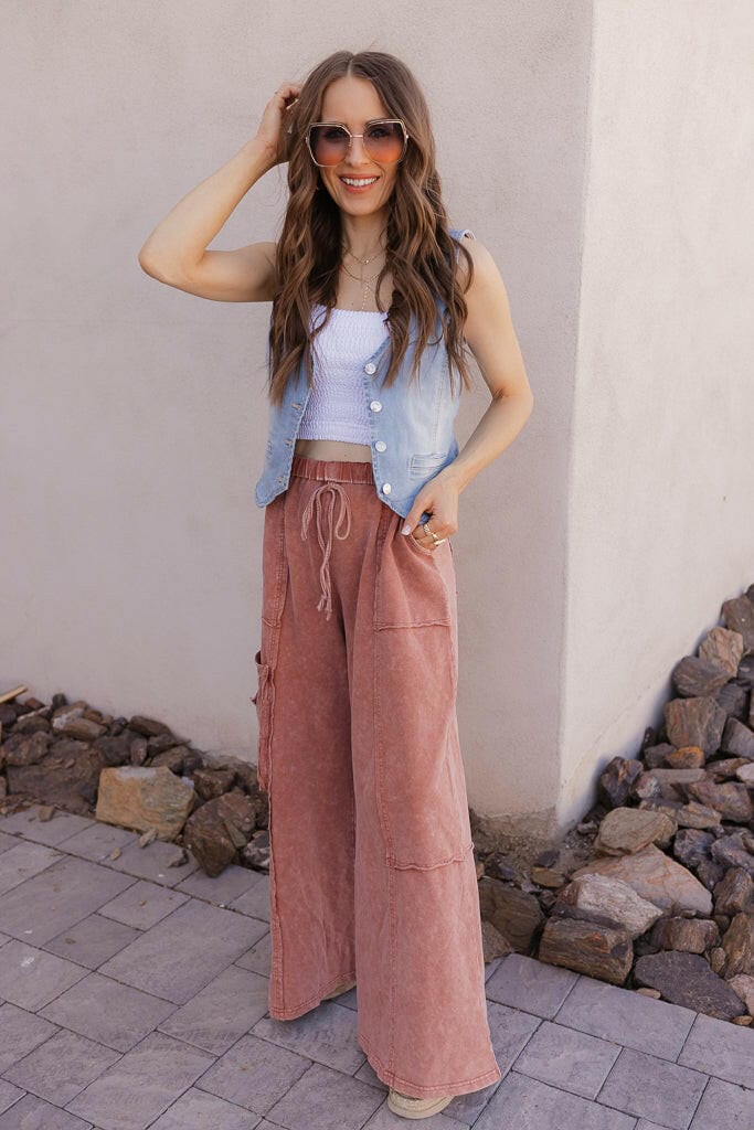 Blue Denim Button-Up Draped V-Neck Vest - Image 9