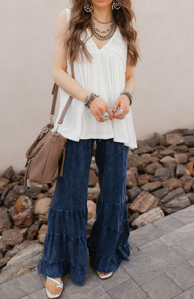 Coral Orange Knit Lace Ruffle Draped Tank Top - Image 7