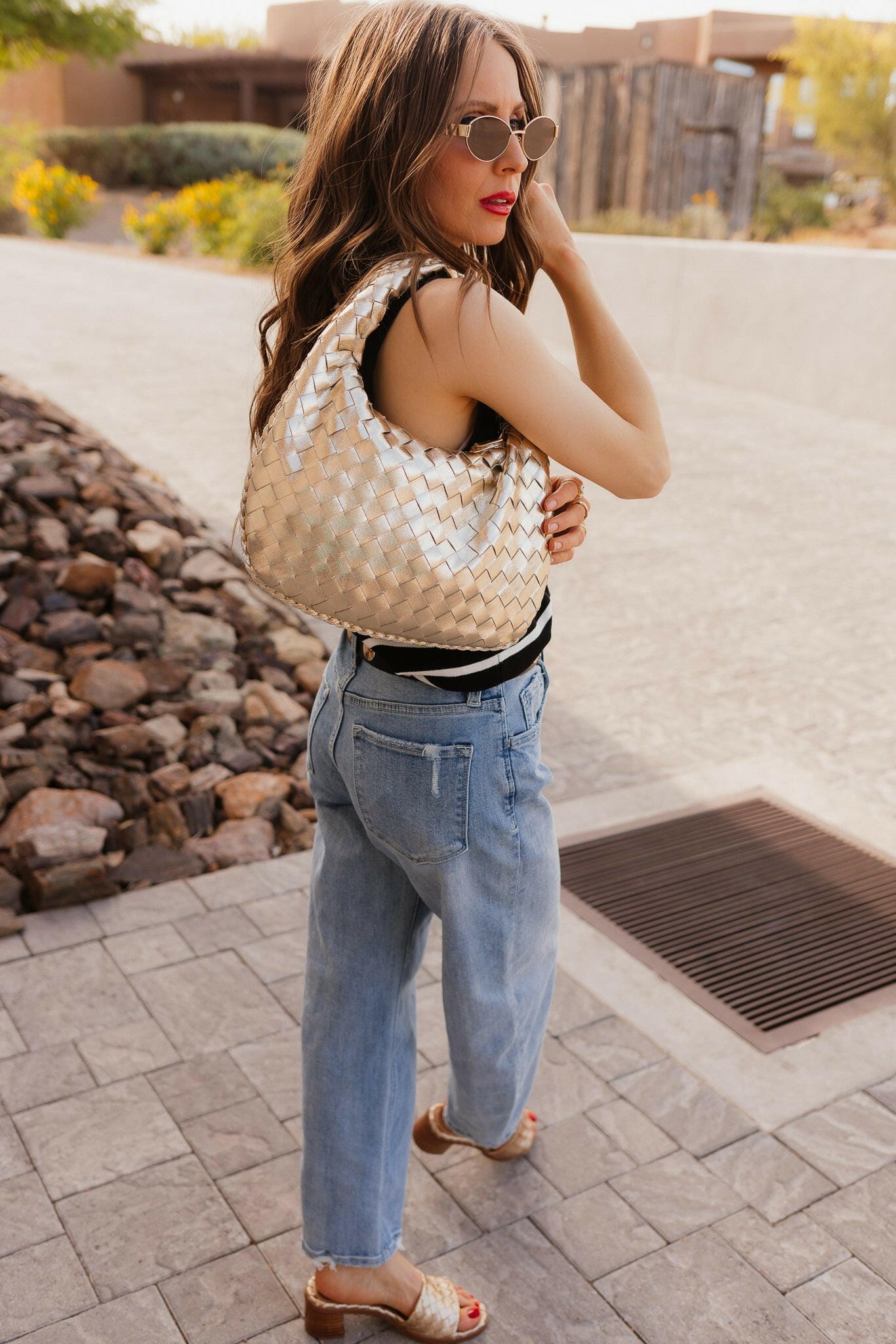 White Knit Striped Button-Front V-Neck Tank Top - Image 33